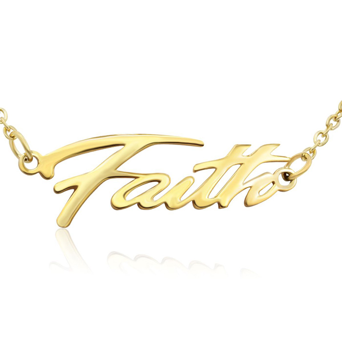 Faith Nameplate Necklace in Gold, 16 Inch Chain by SuperJeweler