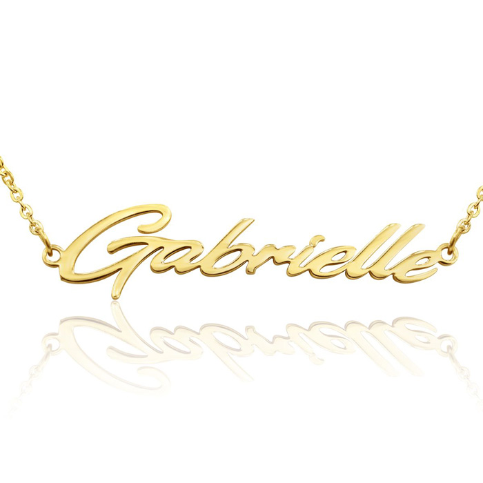 Gabrielle Nameplate Necklace in Gold, 16 Inch Chain by SuperJeweler