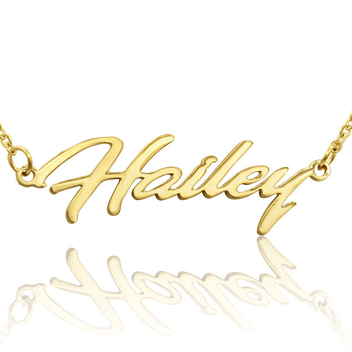 Hailey Nameplate Necklace in Gold, 16 Inch Chain by SuperJeweler