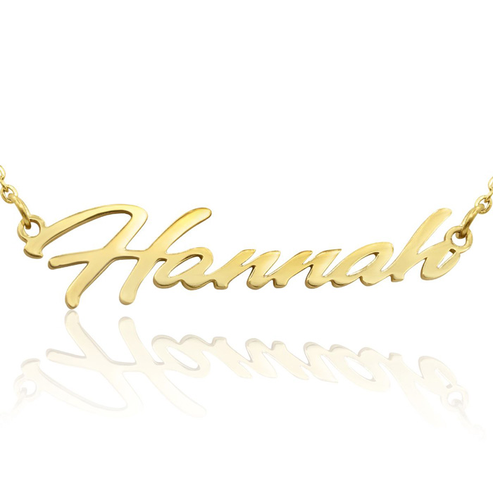 Hannah Nameplate Necklace in Gold, 16 Inch Chain by SuperJeweler