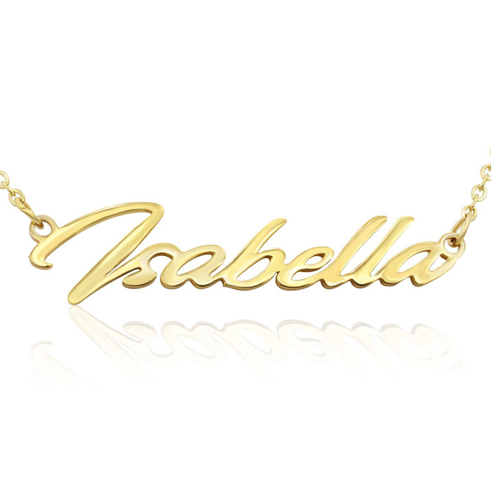 Isabella Nameplate Necklace in Gold, 16 Inch Chain by SuperJeweler