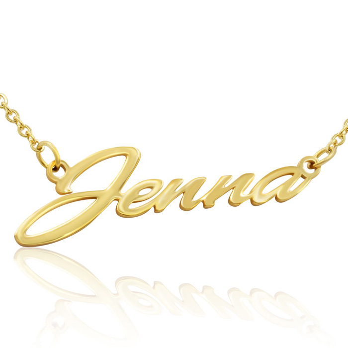Jenna Nameplate Necklace in Gold, 16 Inch Chain by SuperJeweler