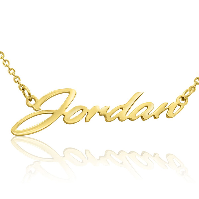 Jordan Nameplate Necklace in Gold, 16 Inch Chain by SuperJeweler