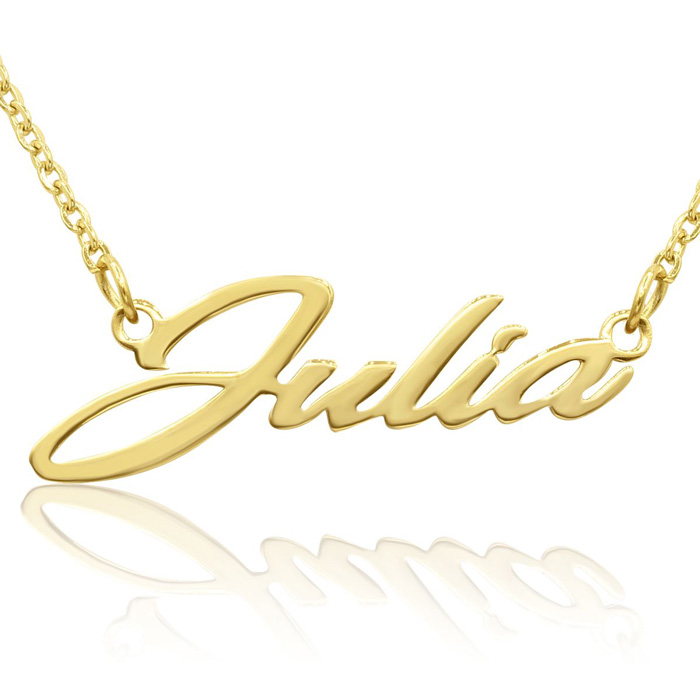 Julia Nameplate Necklace in Gold, 16 Inch Chain by SuperJeweler