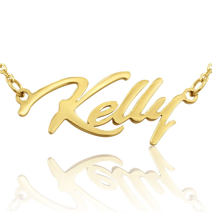Kelly Nameplate Necklace in Gold, 16 Inch Chain by SuperJeweler