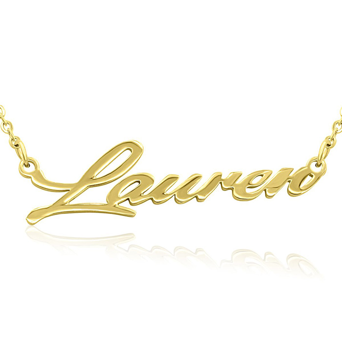 Lauren Nameplate Necklace in Gold, 16 Inch Chain by SuperJeweler