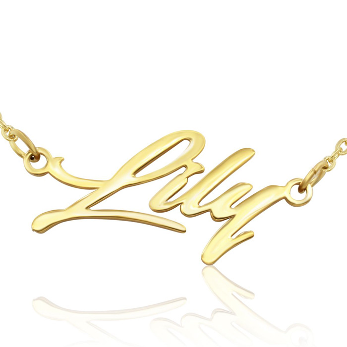Lily Nameplate Necklace in Gold, 16 Inch Chain by SuperJeweler