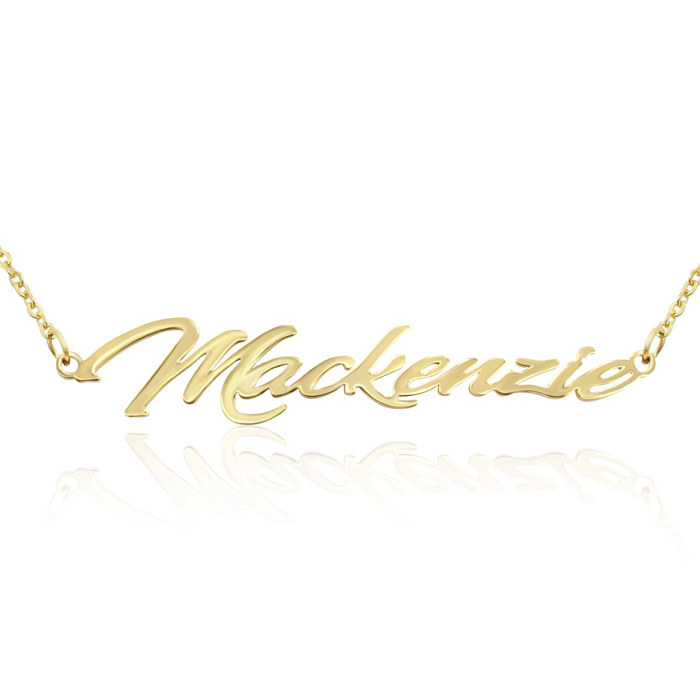Mackenzie Nameplate Necklace in Gold, 16 Inch Chain by SuperJeweler