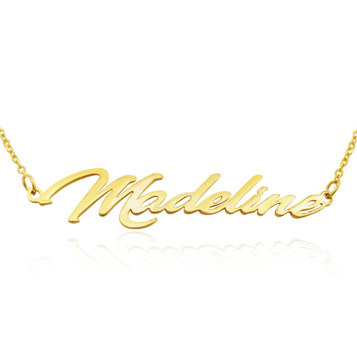 Madeline Nameplate Necklace in Gold, 16 Inch Chain by SuperJeweler