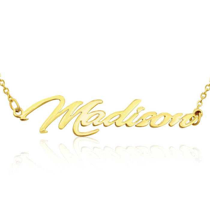 Madison Nameplate Necklace in Gold, 16 Inch Chain by SuperJeweler