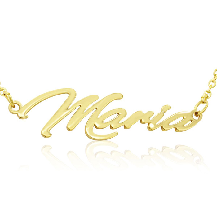 Maria Nameplate Necklace in Gold, 16 Inch Chain by SuperJeweler