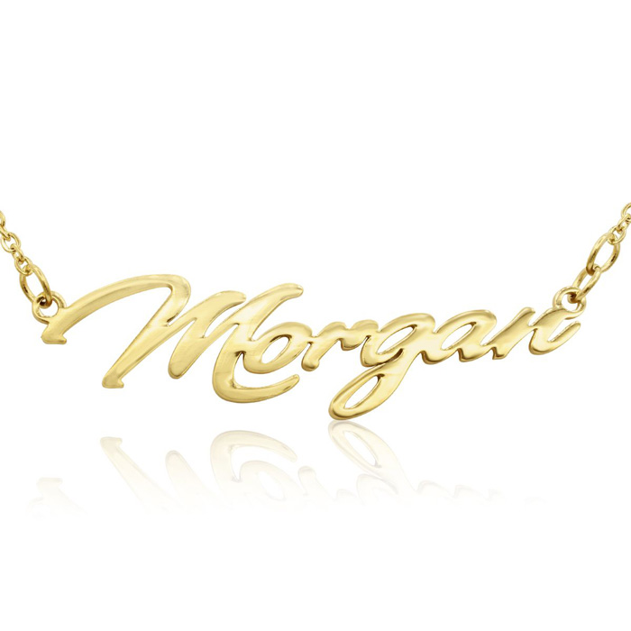 Morgan Nameplate Necklace in Gold, 16 Inch Chain by SuperJeweler