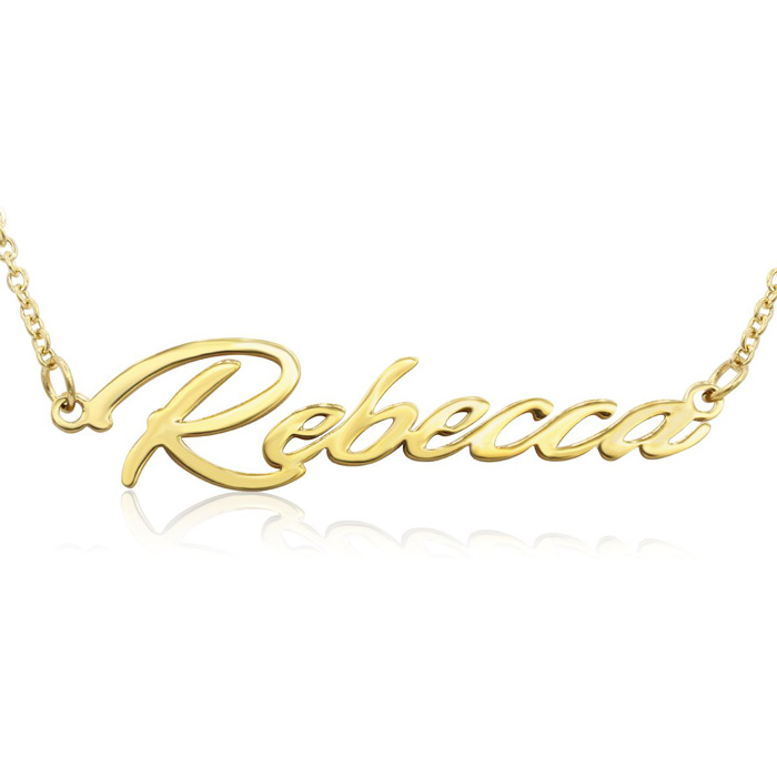 Rebecca Nameplate Necklace in Gold, 16 Inch Chain by SuperJeweler