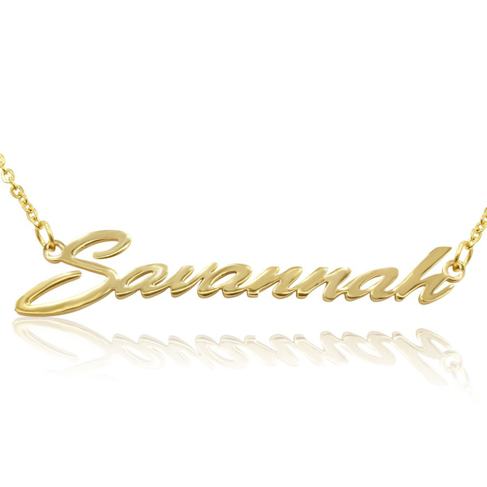 Savannah Nameplate Necklace in Gold, 16 Inch Chain by SuperJeweler