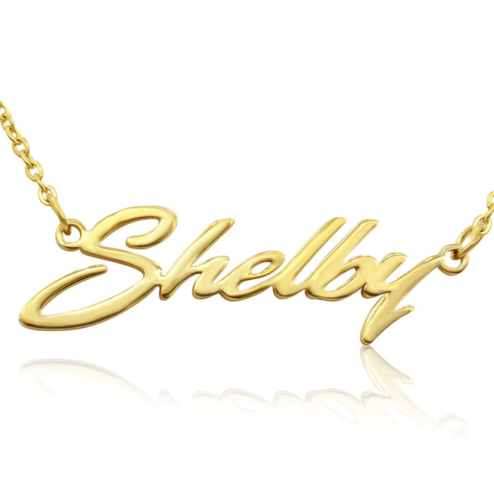 Shelby Nameplate Necklace in Gold, 16 Inch Chain by SuperJeweler