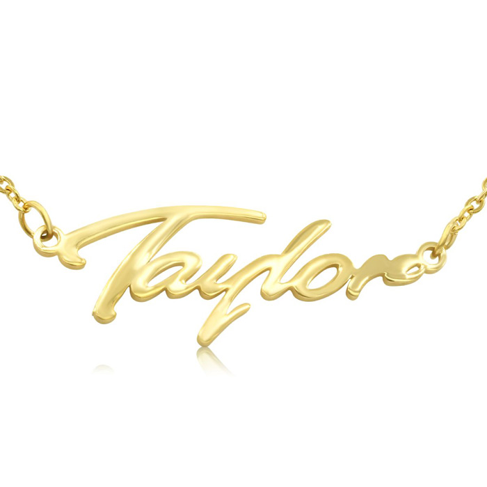 Taylor Nameplate Necklace in Gold, 16 Inch Chain by SuperJeweler