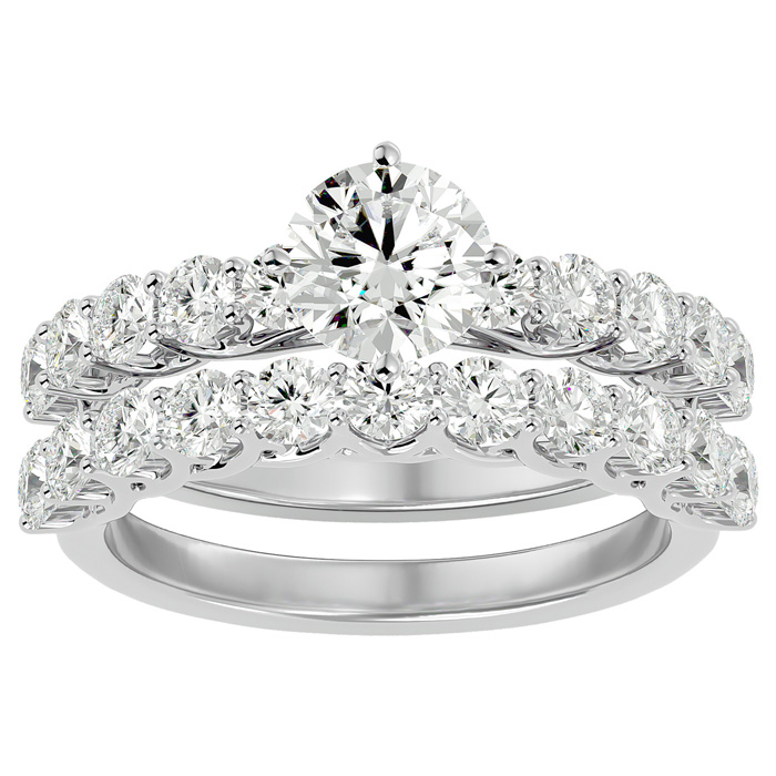 2.5 Carat Moissanite Bridal Ring Set in 14K White Gold (6 g), E/F Color, Size 4 by SuperJeweler