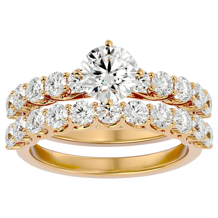 2.5 Carat Moissanite Bridal Ring Set in 14K Yellow Gold (6 g), E/F Color, Size 4 by SuperJeweler