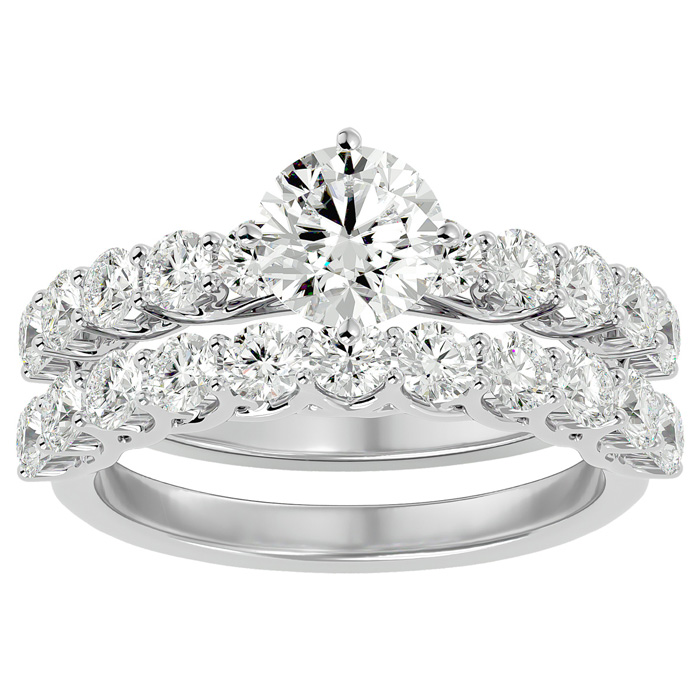 2.5 Carat Diamond Bridal Ring Set in 14K White Gold (6 g) (
