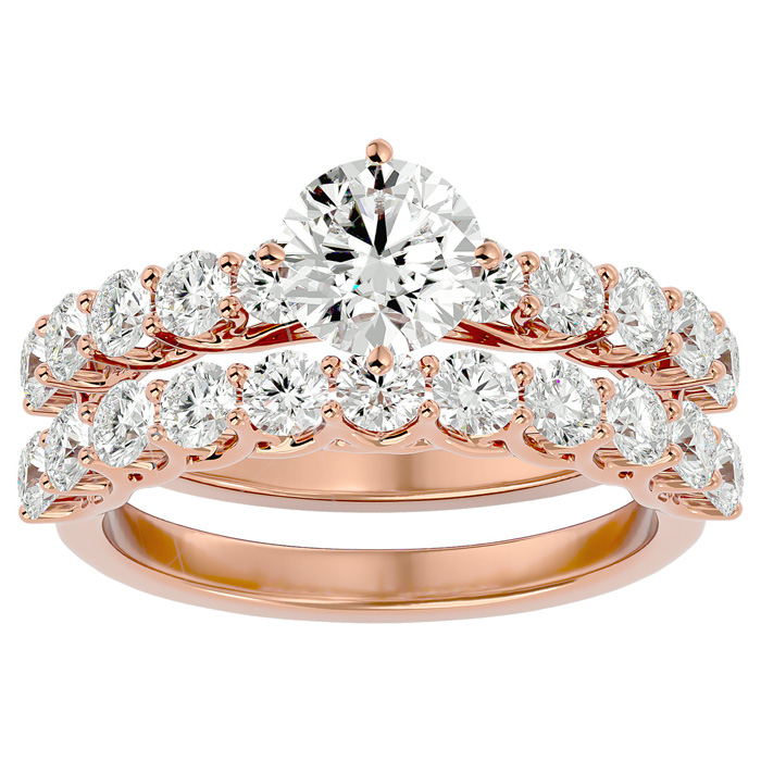 2.5 Carat Diamond Bridal Ring Set in 14K Rose Gold (6 g) (