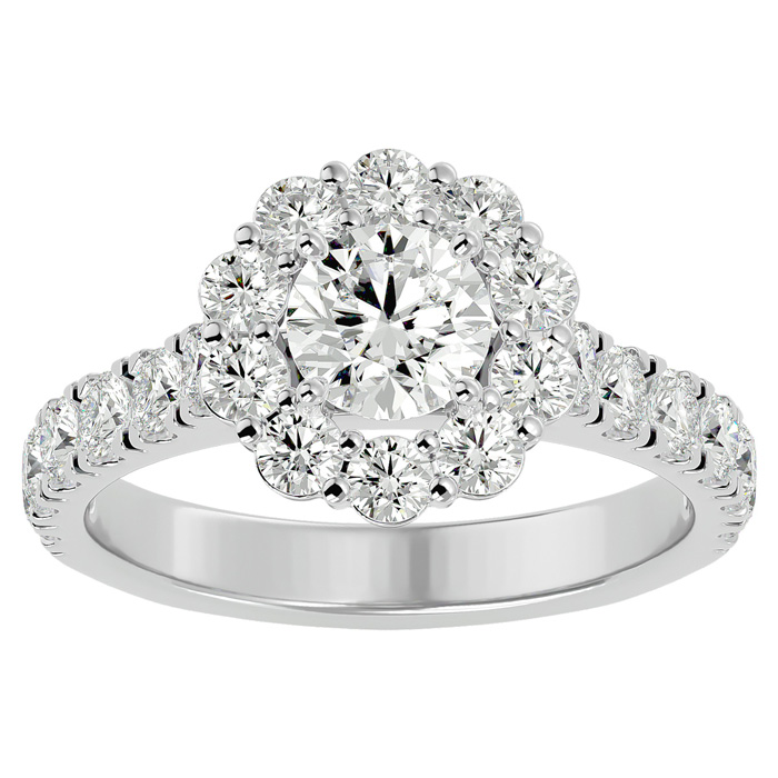 2 Carat Halo Diamond Engagement Ring in 14K White Gold (5 1/2 g) 