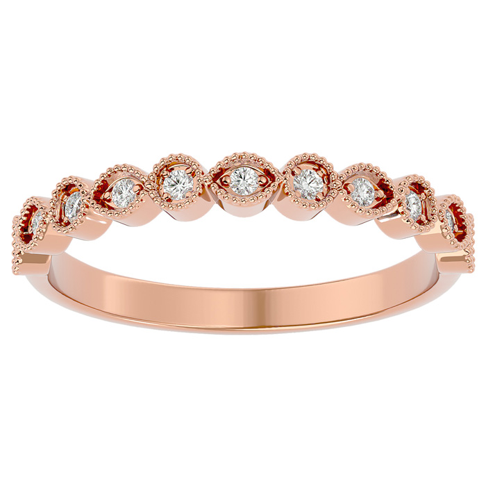 1/10 Carat Moissanite Wedding Band in 14K Rose Gold (2.40 g), E/F Color, Size 4 by SuperJeweler