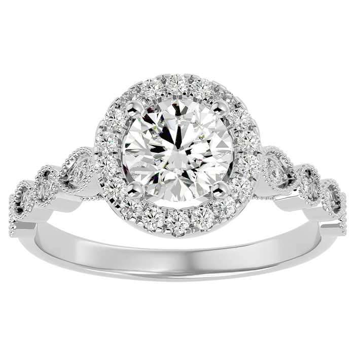 1 1/3 Carat Halo Diamond Engagement Ring in 14K White Gold (1.80 g) (  SI2-I1)  Size 7 by SuperJeweler