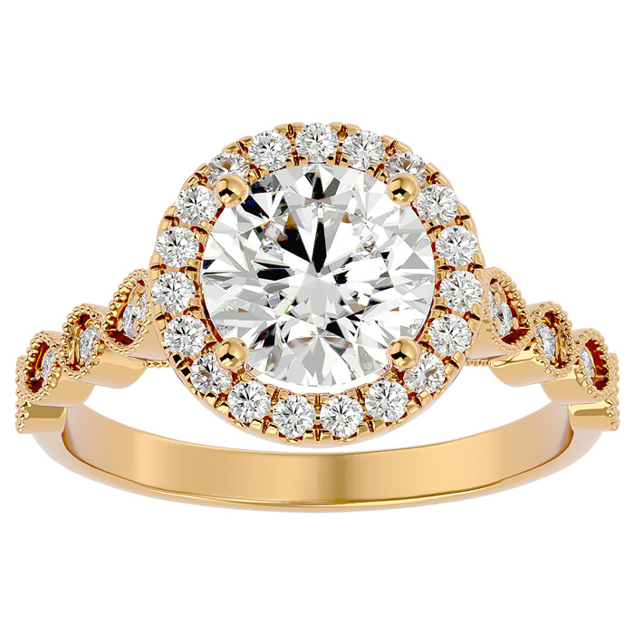 2.5 Carat Halo Diamond Engagement Ring in 14K Yellow Gold (1.80 g) (  SI2-I1) by SuperJeweler