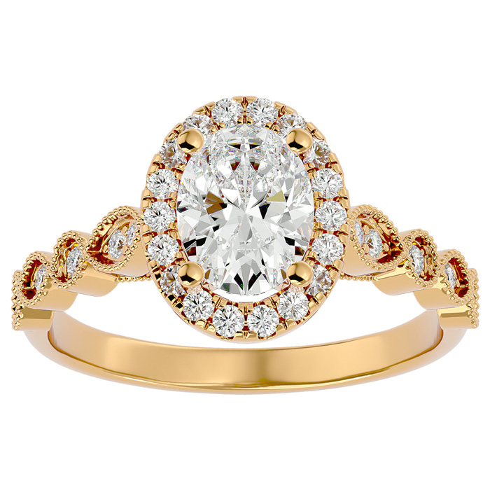 1 1/3 Carat Oval Shape Diamond Engagement Ring in 14K Yellow Gold