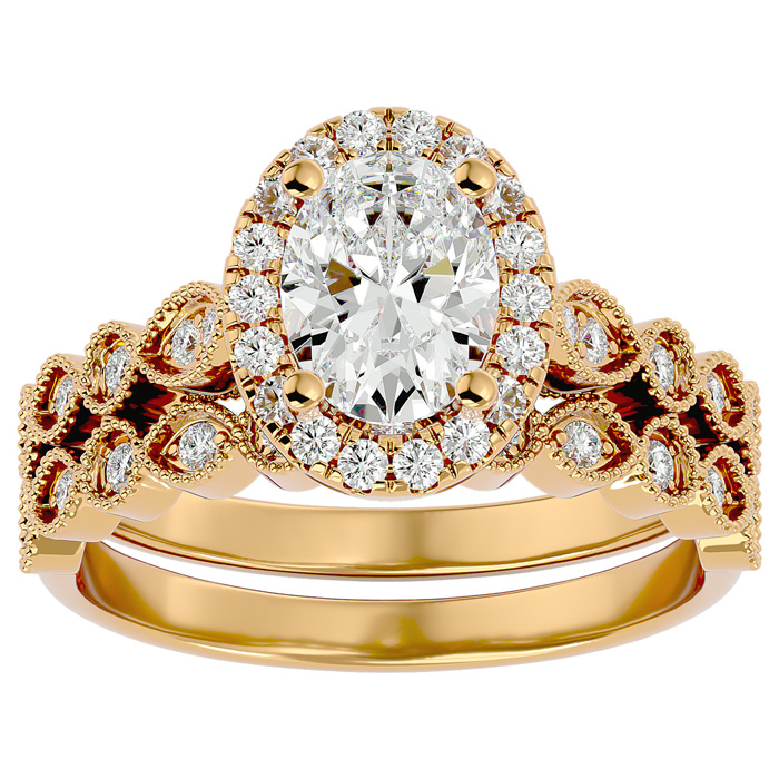 1.5 Carat Oval Shape Diamond Bridal Ring Set in 14K Yellow Gold (6.30 g) (  SI2-I1) by SuperJeweler