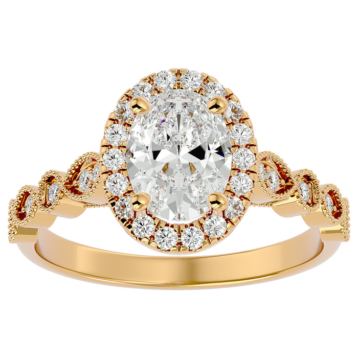 1 3/4 Carat Oval Shape Diamond Engagement Ring in 14K Yellow Gold