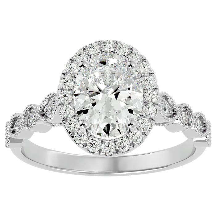 2.5 Carat Oval Shape Diamond Engagement Ring in 14K White Gold (4