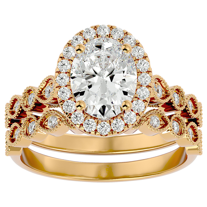 2.5 Carat Oval Shape Diamond Bridal Ring Set in 14K Yellow Gold (6.40 g) (  SI2-I1)  Size 5 by SuperJeweler