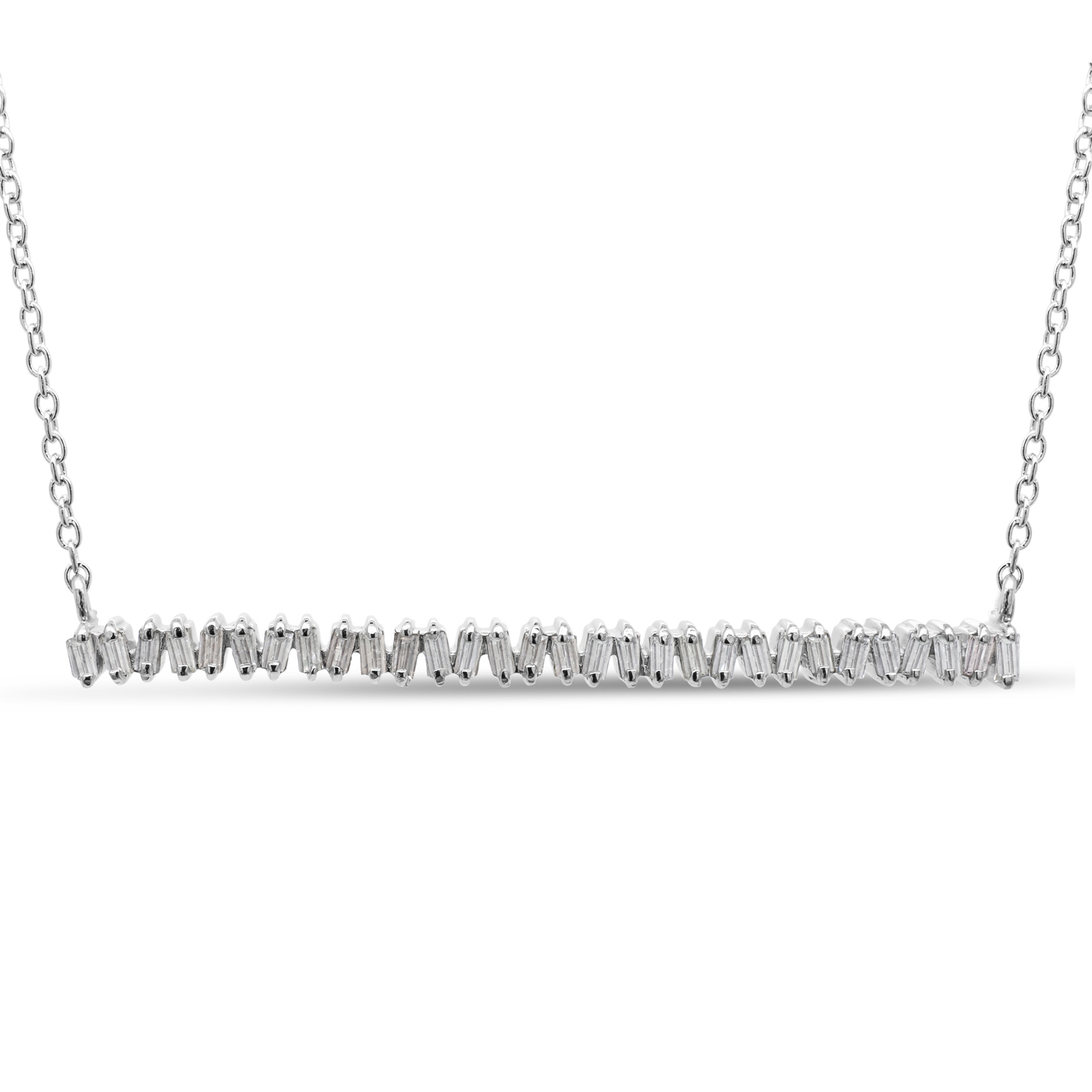 1/3 Carat Baguette Diamond Bar Necklace in Sterling Silver, 16 Inches (, ) by SuperJeweler