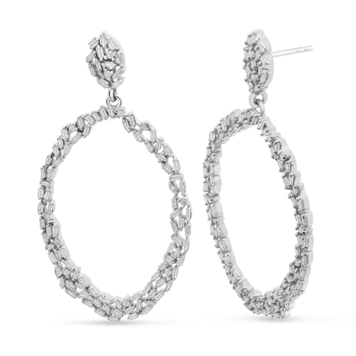 2 Carat Baguette Diamond Drop Earrings in Sterling Silver, 2 Inches (, ) by SuperJeweler