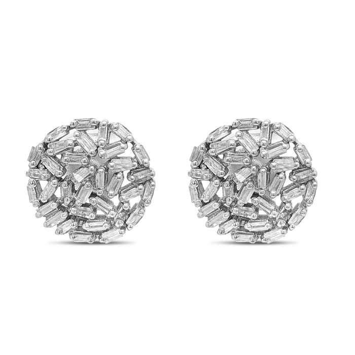 3/4 Carat Baguette Diamond Stud Earrings in Sterling Silver (, ) by SuperJeweler