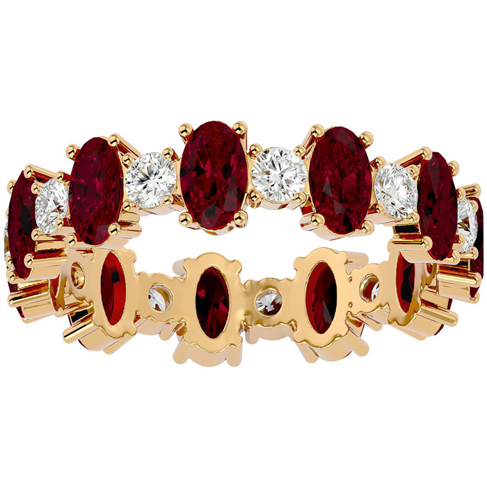 14K Yellow Gold (2.90 g) 3 Carat Ruby & Diamond Eternity Ring (, SI2-I1), Size 4 by SuperJeweler