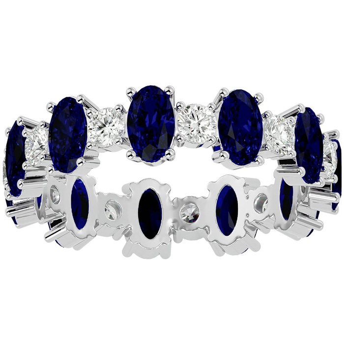 14K White Gold (2.90 g) 3 Carat Sapphire & Moissanite Eternity Band, E/F Color, Size 4 by SuperJeweler