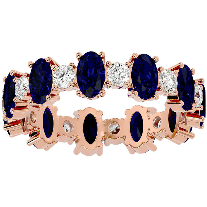 14K Rose Gold (2.90 g) 3 Carat Sapphire & Diamond Eternity Ring (, SI2-I1), Size 4 by SuperJeweler