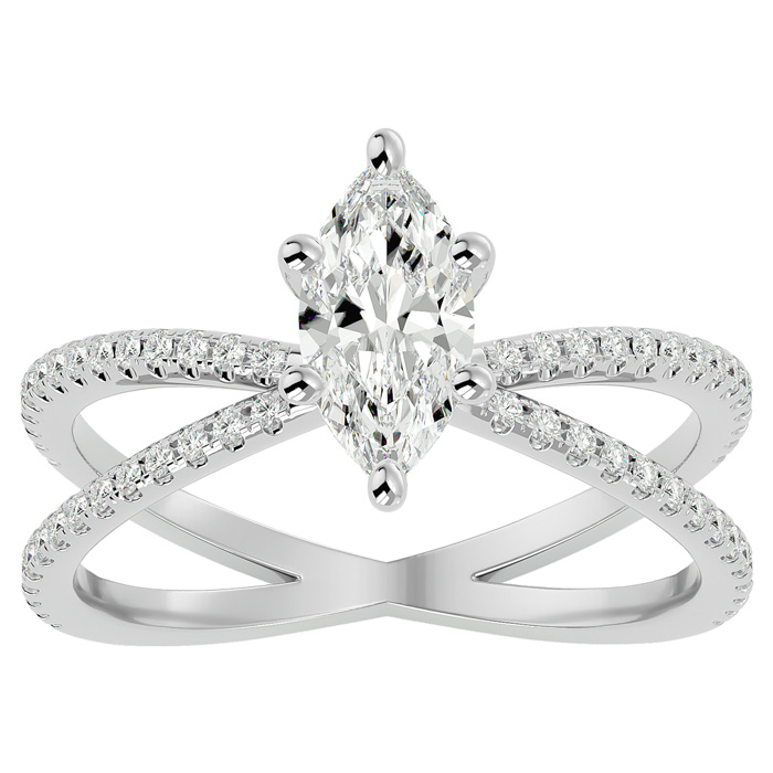 1.25 Carat Marquise Shape Diamond Engagement Ring in 14K White Go