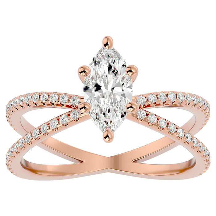 1.25 Carat Marquise Shape Diamond Engagement Ring in 14K Rose Gold (3.50 g) (  SI2-I1)  Size 5 by SuperJeweler