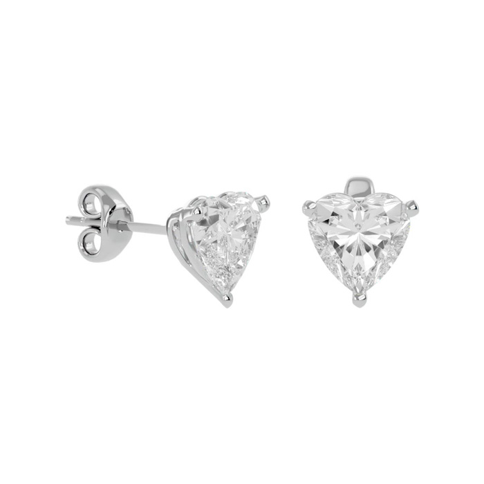 1 Carat Heart Shape Moissanite Stud Earrings in Platinum, E/F Color by SuperJeweler