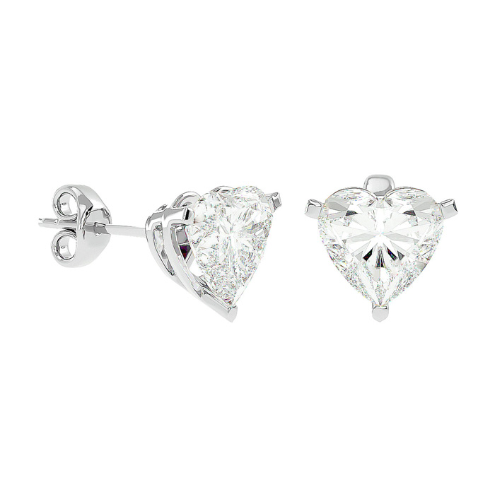 1.5 Carat Heart Shape Moissanite Stud Earrings in Platinum, E/F Color by SuperJeweler