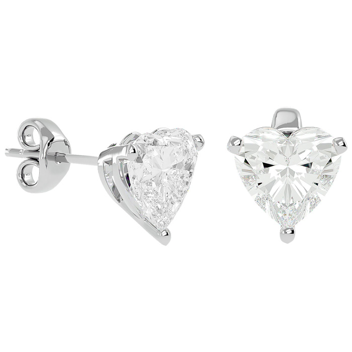 2 Carat Heart Shape Moissanite Stud Earrings in 14K White Gold, E/F Color by SuperJeweler