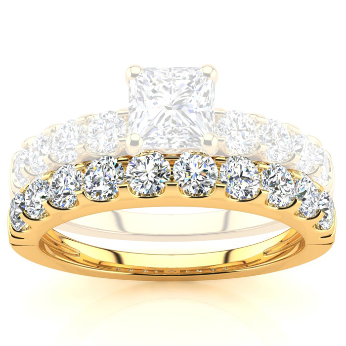 3/4 Carat Matching Wedding Band for a Princess Center Engagement Ring in 14K Yellow Gold (3.0 g), , Size 4 by SuperJeweler