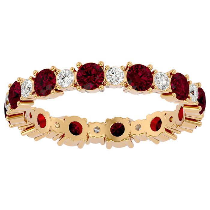 14K Yellow Gold (2.90 G) 1 3/4 Carat Ruby & Moissanite Eternity Band, E/F, Size 9 By SuperJeweler