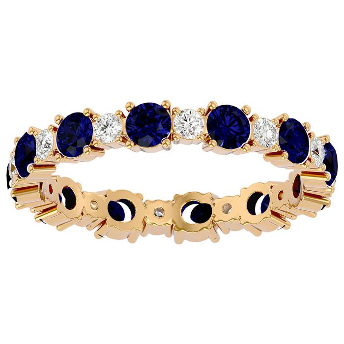 14K Yellow Gold (2.20 g) 1.5 Carat Sapphire & Moissanite Eternity Band, E/F Color, Size 4 by SuperJeweler