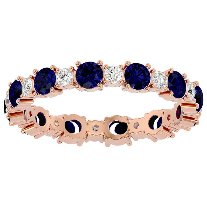 14K Rose Gold (2.20 g) 1.5 Carat Sapphire & Moissanite Eternity Band, E/F Color, Size 4 by SuperJeweler