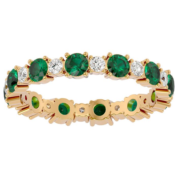 14K Yellow Gold (2.40 g) 1.5 Carat Emerald & Moissanite Eternity Band, E/F Color, Size 5 by SuperJeweler