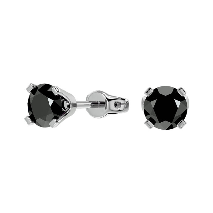 3/4 Carat Black Diamond Stud Earrings in 14k White Gold by SuperJeweler
